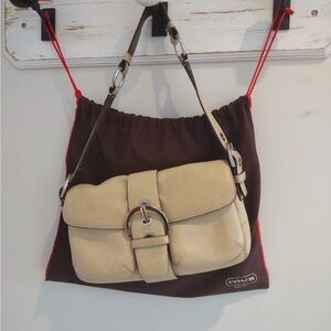 Coach Beige Leather Shoulder Bag